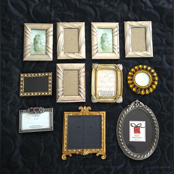 Mixed Brands Other - Vintage/MOD Lot Of 11 Small Gallery Picture Frames Metal Ornate Rhinestone Mix